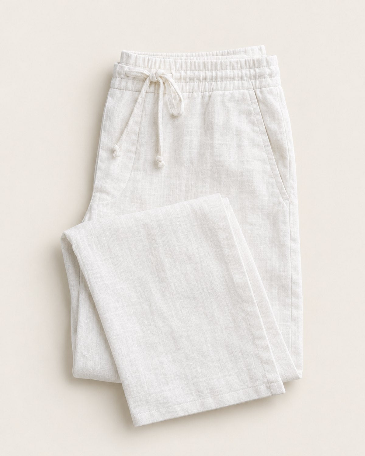 Men's White Capri Linen Trousers