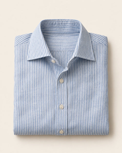 Men's Blue Sorrento Striped Linen Shirt